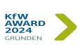 Logo KFW Aeard Gründen 2024 Weiß grün auf helem Untergrund