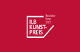 Wort Bildmarke des Kunstpreises der ILB. Weiße Schrift auf rotem Hintergrund. Text: ILB Kunstpreis Brandenburg 2023