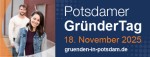 Frau steht vor einem Mann auf dem Bild und lädt ein zum GründerTag Potsdam am 18.11.2025 url gruenden-in-potsdam