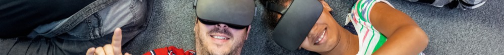 5 gucken in den Himmel Richtung Kamera mit Virtual Reality Brillen