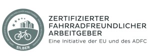 Logo Fahrradfreundlicher Arbeitgeber ADFC: Mit dem Zertifikat „Silber“